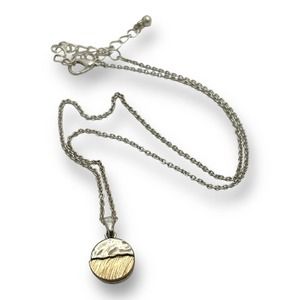 Horizon Pendant Necklace | Ocean Sunset Silver Gold Metal